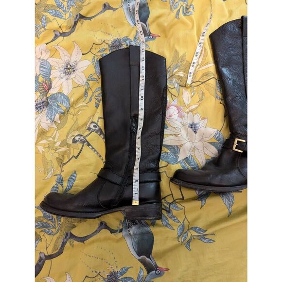 Miz Mooz Women’s 7.5 Black Leather Faux Fur Lined Tall Mid Calf Heeled Boots - Picture 7 of 9